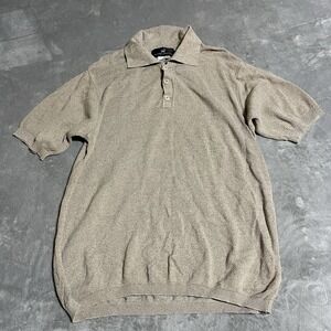 Peruvian Connection Polo Shirt Mens Large Pima Cotton Beige Tan Beach Preppy